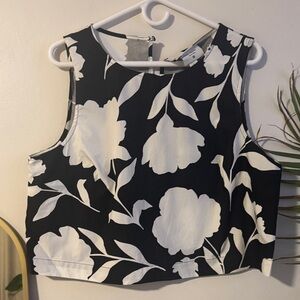 Kate Spade Black and White Floral Crop Top